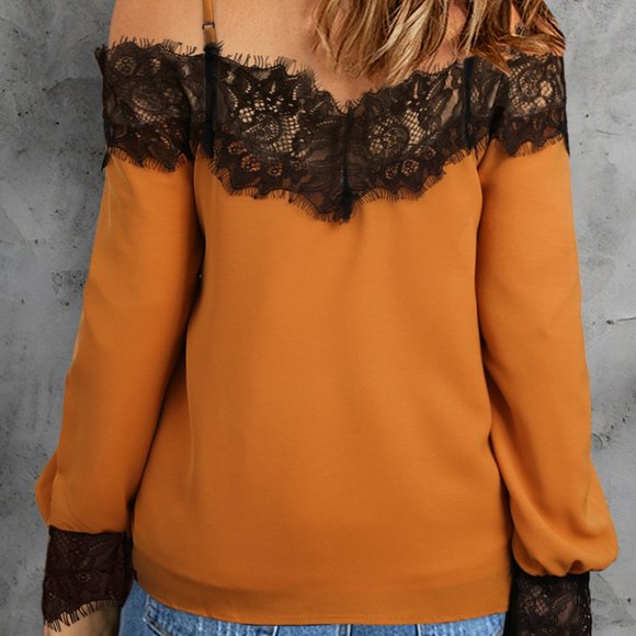 Lace Cold Shoulder Blouse - Picture 2 of 7